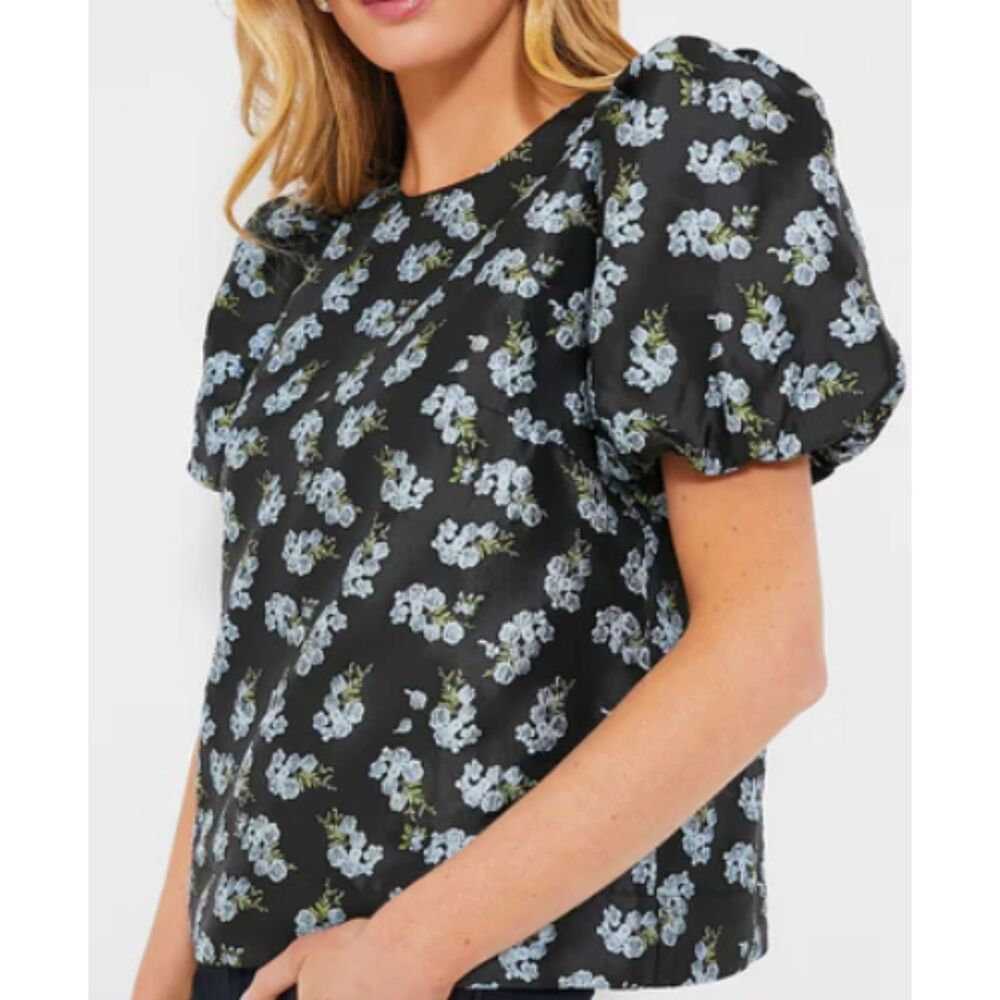 Pomander Place Black Heirloom Jacquard Lyla Blouse Size S - Picture 2 of 4